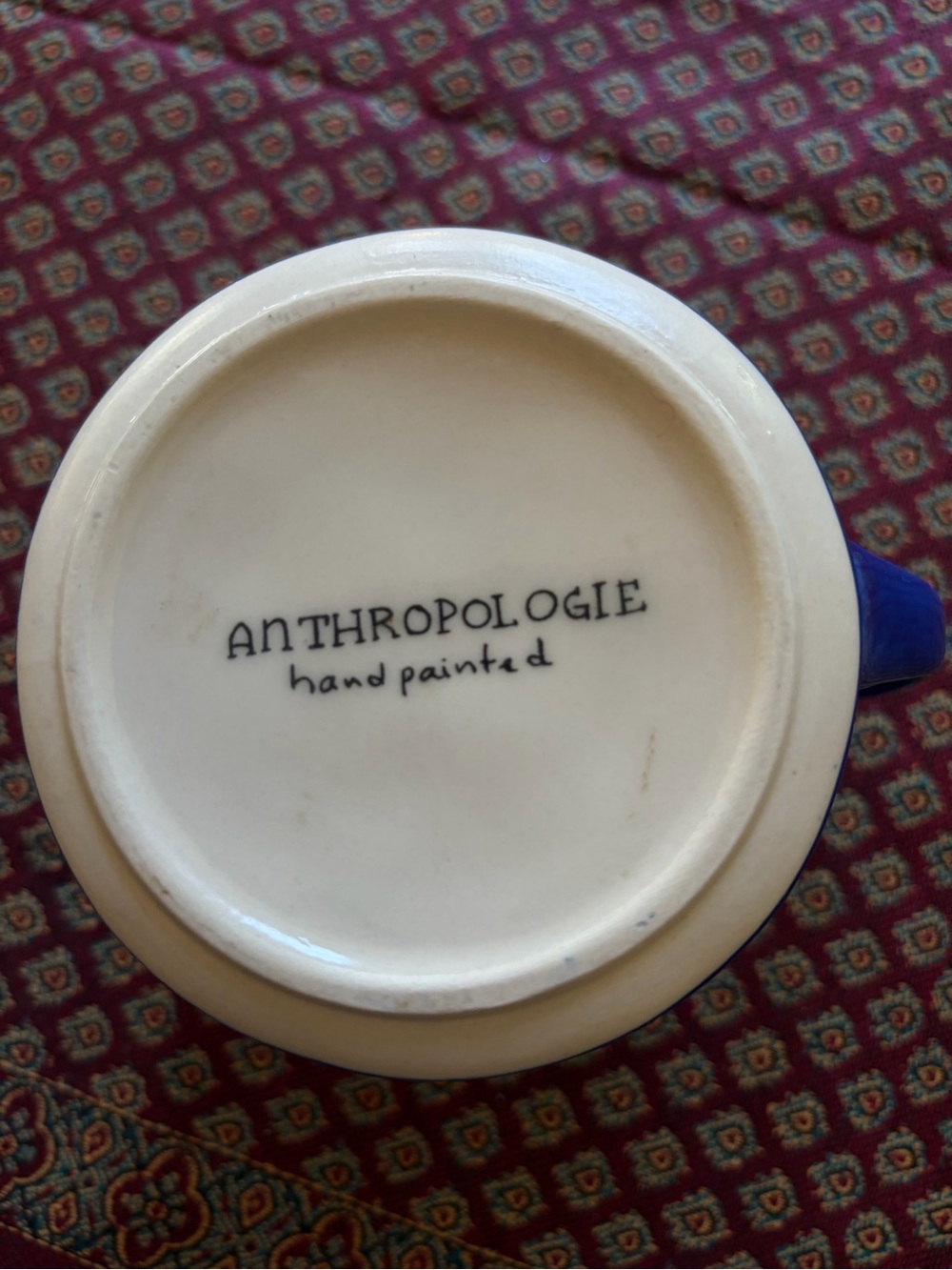 Anthropologie hand painted Blue Ceramic Monogram 'B’Mug - Picture 3 of 3